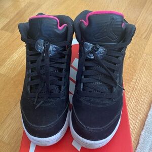 Air jordan high tops, black and pink, lightly worn